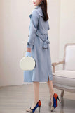 Chouyatou Women's Classic Double Breasted Midi-Length Trench Coat with Belt