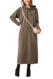 Chouyatou Women's Basic Solid Long Sleeve Sweatshirt Hoodie Maxi Dress With Pockets