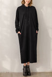 Chouyatou Women's Basic Solid Long Sleeve Sweatshirt Hoodie Maxi Dress With Pockets