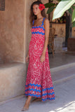 Chouyatou Women's Rickrack Trim Spaghetti Strap Square Neck Tank Maxi Dress Sleeveless Long Beach A-Line Sundress