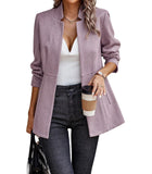 Chouyatou Women's Casual Business Open Front Long Sleeve Notch Lapel Office Blazer Jacket