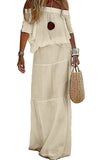 Chouyatou Women's Summer Off Shoulder Ruffle Linen Dress Short Sleeve Mid Rise Beach Boho Long Maxi Dress