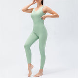 Chouyatou Women Sexy Backless One-Piece Sports One Piece Yoga Suit