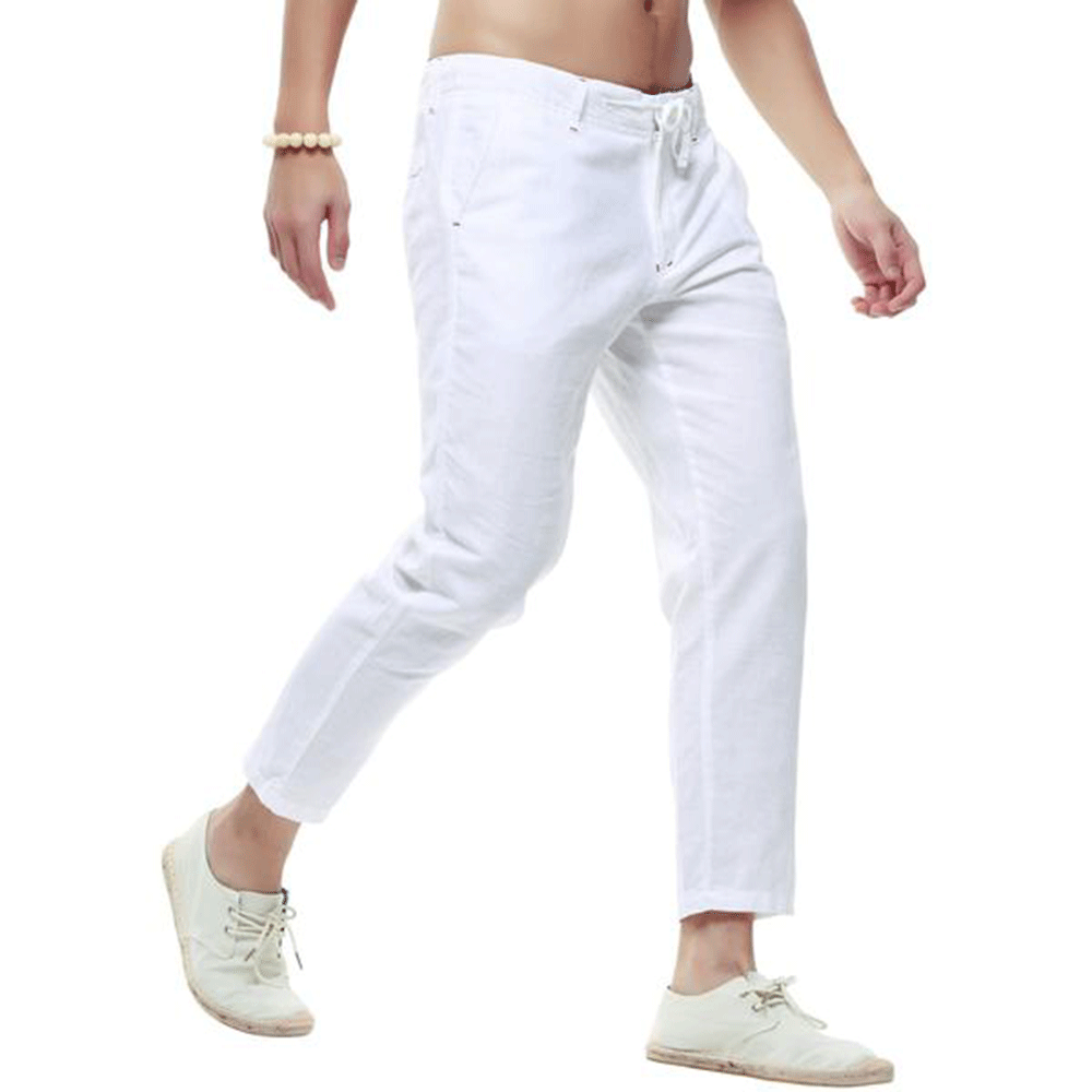 Capri Pants for Women Linen Wide Leg Elastic Waisted Pants Casual Summer  Cropped Lounge Trousers with Pockets - Walmart.com
